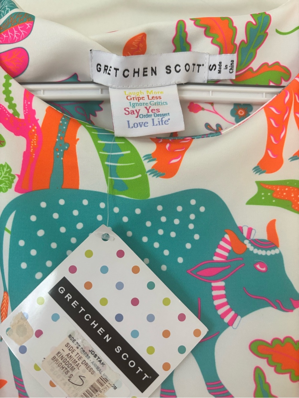 NWT Gretchen Scott $168 Animal Kingdom Side Tie Shift Dress Size Small - Picture 4 of 5